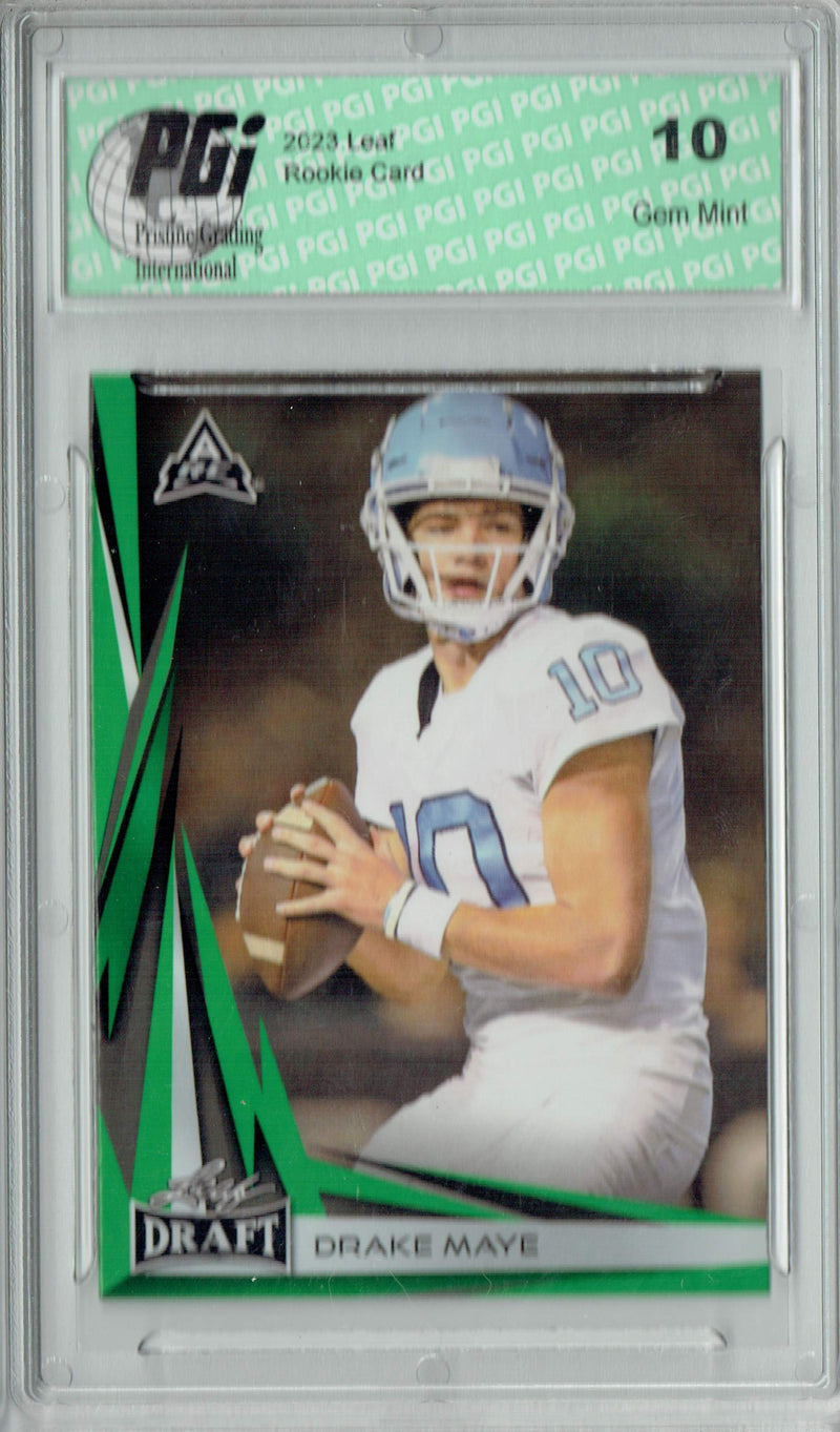 Drake Maye 2023 Leaf Football #B2-4 Green Special Editn Rookie Card PGI 10