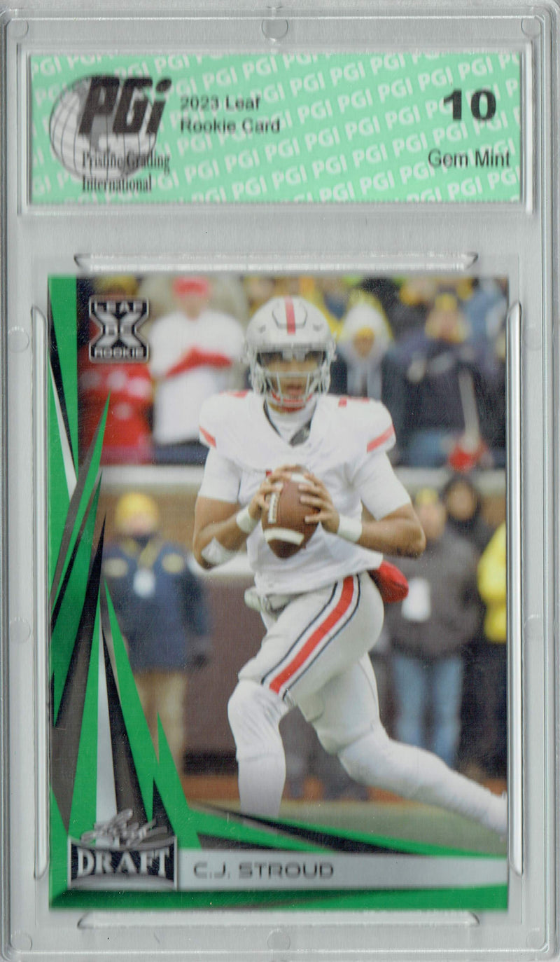 C.J. Stroud Rookie Card Ohio State / Houston PGI 10 Gem Mint Football Trading Card 2023 Leaf Football #B2-6 Green Special Edition