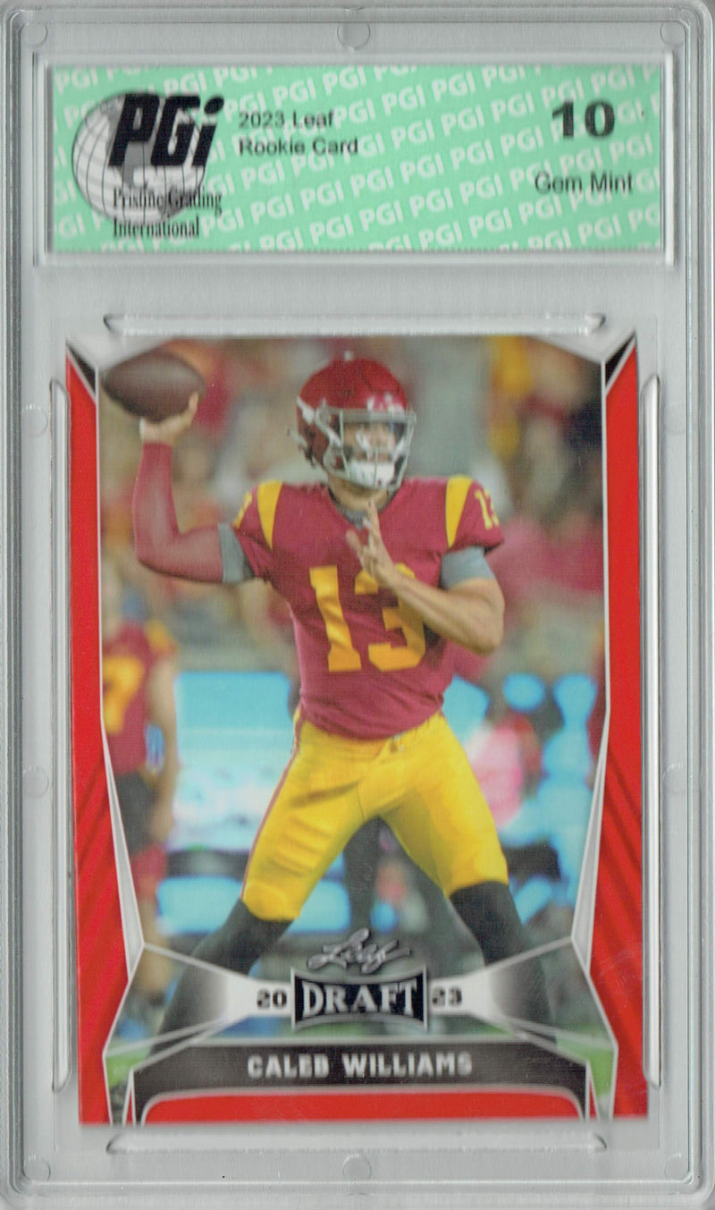 Caleb Williams Rookie Card USC / Chicago PGI 10 Gem Mint Football Trading Card 2023 Leaf Football #20 Red Short Print