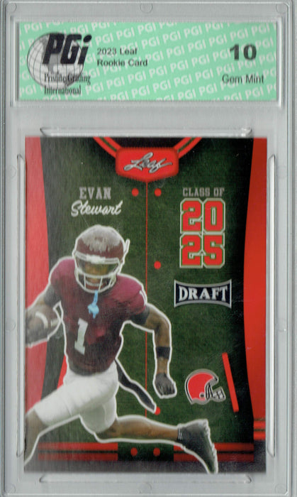 Evan Stewart 2023 Leaf Football #83 Red SP Class of 2025 Rookie Card PGI 10