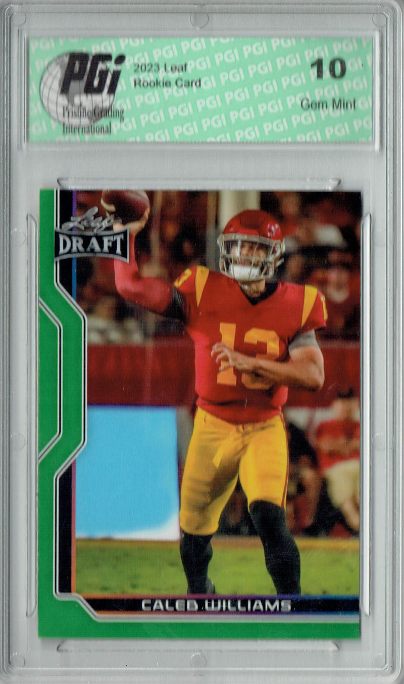 Caleb Williams Rookie Card USC / Chicago PGI 10 Gem Mint Football Trading Card 2023 Leaf Football #B1-2 Green Special Edtn.