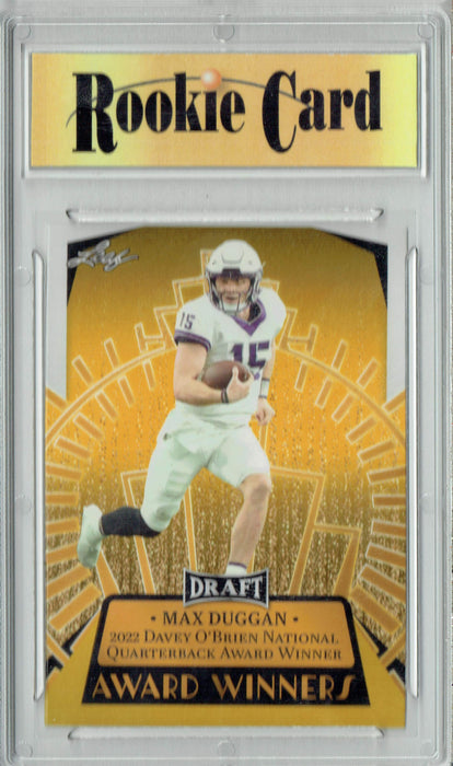 Certified Mint+ Max Duggan 2023 Leaf Football #16 Gold SP Award Winners Rookie Card