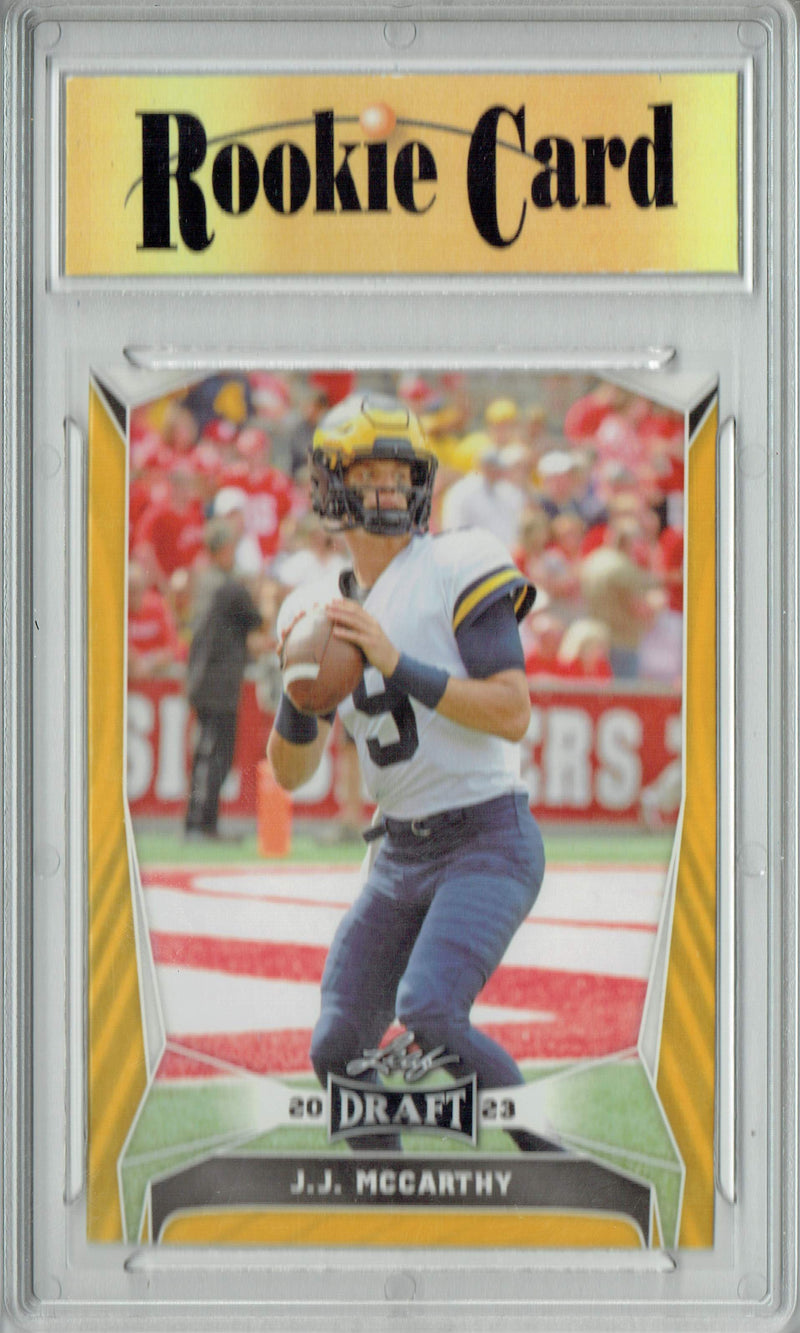 J.J. McCarthy Rookie Card Minnesota Football Trading Card 2023 Leaf #22 Gold Short Print  Certified Mint+