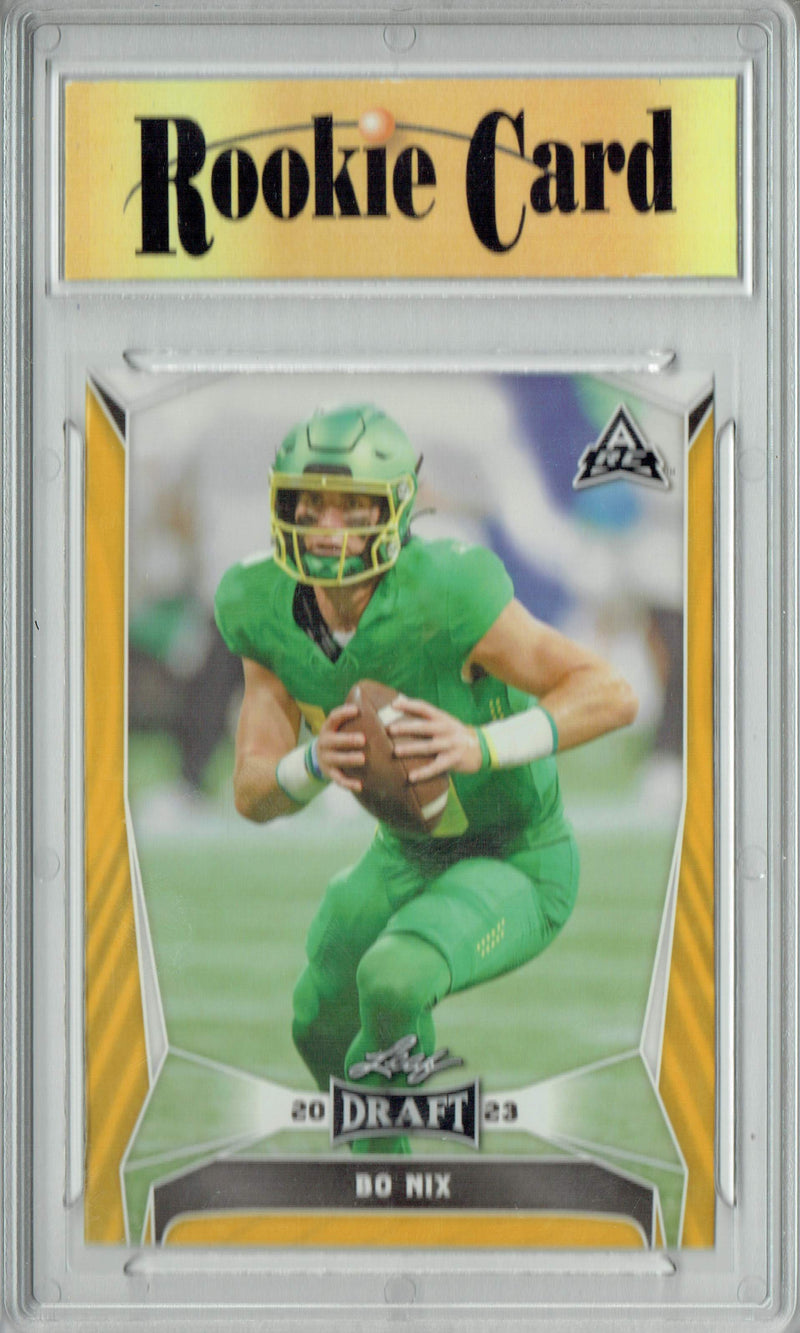 Bo Nix Rookie Card Denver Football Trading Card 2023 Leaf #32 Gold Short Print  Certified Mint+