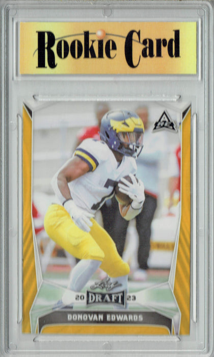 Certified Mint+ Donovan Edwards 2023 Leaf Football #33 Gold Short Print Rookie Card