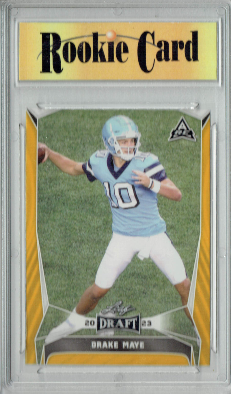 Certified Mint+ Drake Maye 2023 Leaf Football #34 Gold Short Print Rookie Card