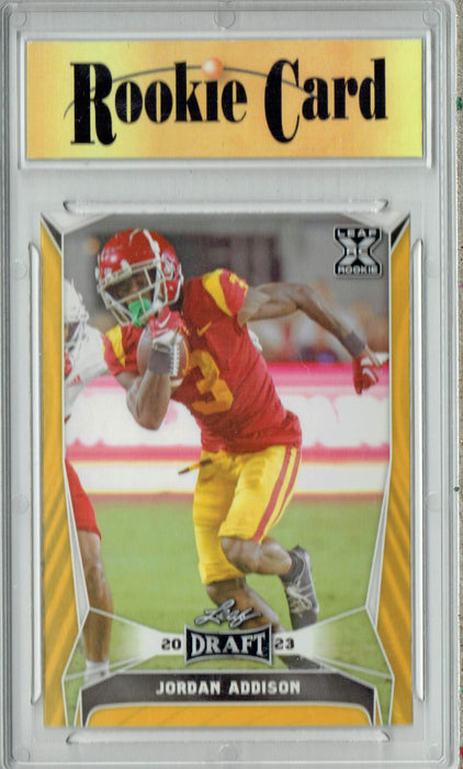 Certified Mint+ Jordan Addison 2023 Leaf Football #56 Gold SP Rookie Card