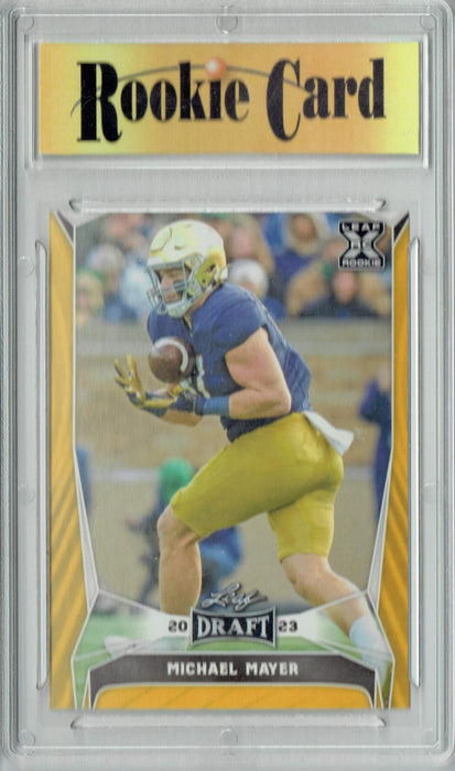 Certified Mint+ Michael Mayer 2023 Leaf Football #62 Gold SP Rookie Card