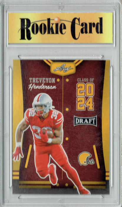 Certified Mint+ TreVeyon Henderson 2023 Leaf Football #81 Gold Class of 2024 Rookie Card