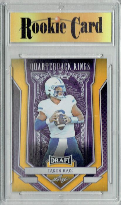 Certified Mint+ Jaren Hall 2023 Leaf Football #92 Gold SP Quarterback Kings Rookie Card