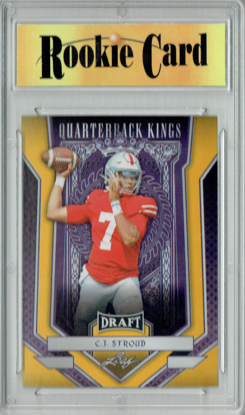 Certified Mint+ C.J. Stroud 2023 Leaf Football #90 Gold SP Quarterback Kings Rookie Card
