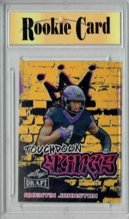 Certified Mint+ Quentin Johnston 2023 Leaf Football #99 Gold Touchdown Kings Rookie Card