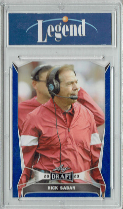 Certified Mint+ Nick Saban 2023 Leaf Football #26 Blue SP Alabama Head Coach Rookie Card