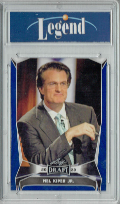 Certified Mint+ Mel Kiper Jr. 2023 Leaf Football #25 Blue SP Draft Expert Card