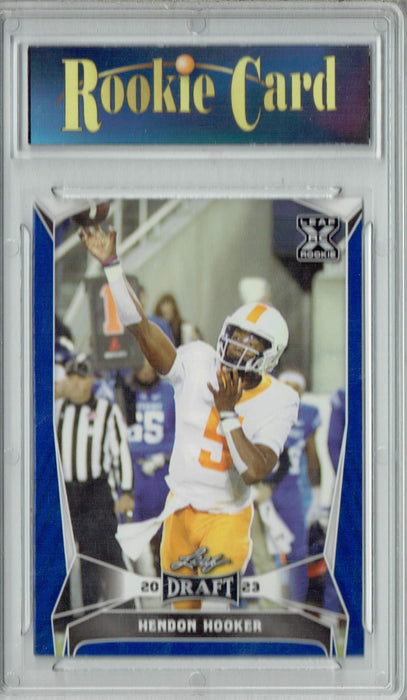 Certified Mint+ Hendon Hooker 2023 Leaf Football #48 Blue SP Tennessee Rookie Card