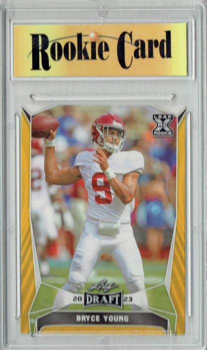 Certified Mint+ Bryce Young 2023 Leaf Football #42 Gold SP Alabama Rookie Card