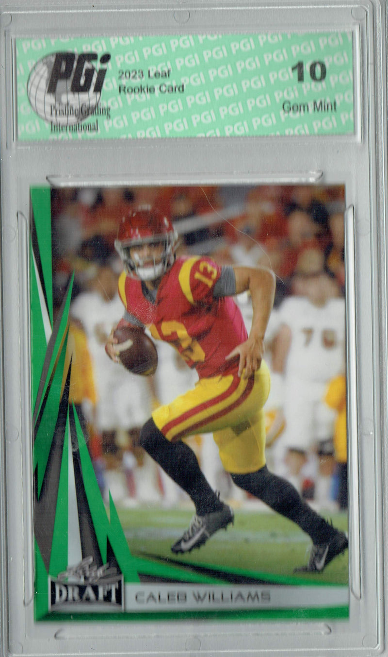 Caleb Williams Rookie Card USC / Chicago PGI 10 Gem Mint Football Trading Card 2023 Leaf Football #B2-2 Green Special Edition