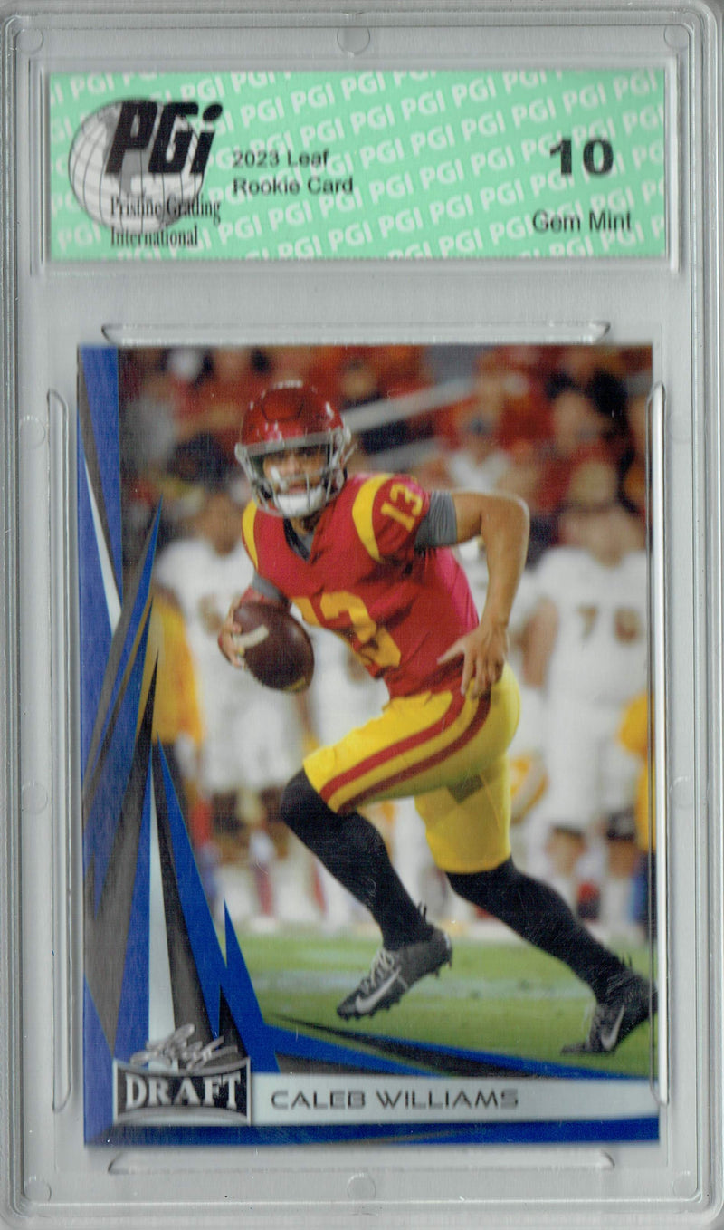 Caleb Williams Rookie Card USC / Chicago PGI 10 Gem Mint Football Trading Card 2023 Leaf Football #B2-2 Blue Special Edition