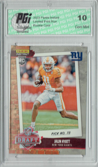 Jalin Hyatt 2023 Panini Instant #DN12 Draft Night 1 of 738 Rookie Card PGI 10