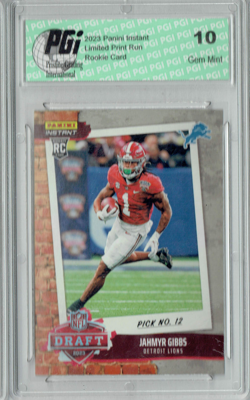 Jahmyr Gibbs 2023 Panini Instant #DN14 Draft Night 1 of 777 Rookie Card PGI 10