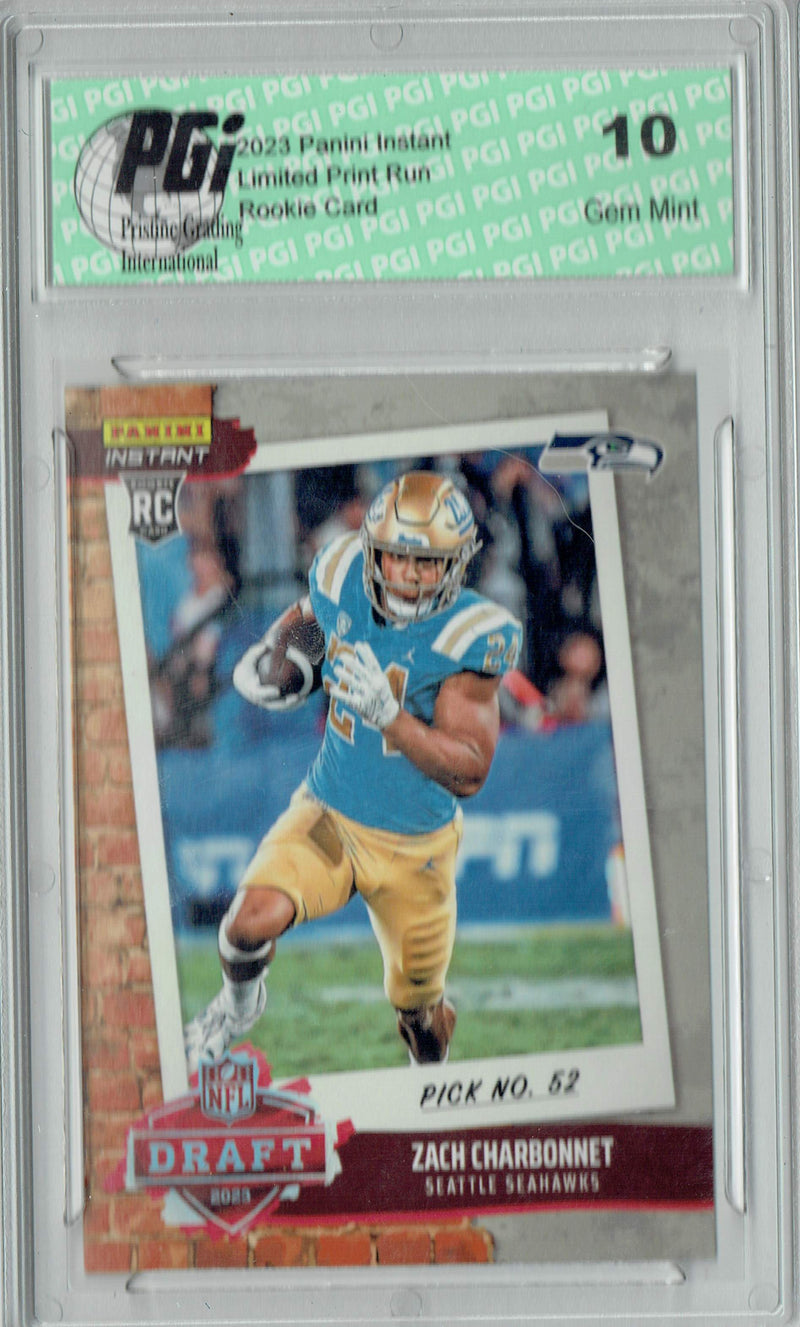 Zach Charbonnet 2023 Panini Instant #DN15 Draft Night 1/596 Rookie Card PGI 10