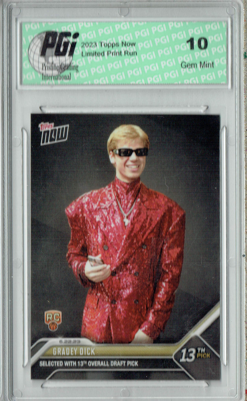 Gradey Dick 2023 Topps Now #D-7 NBA Draft Selected 13th Rookie Card PGI 10