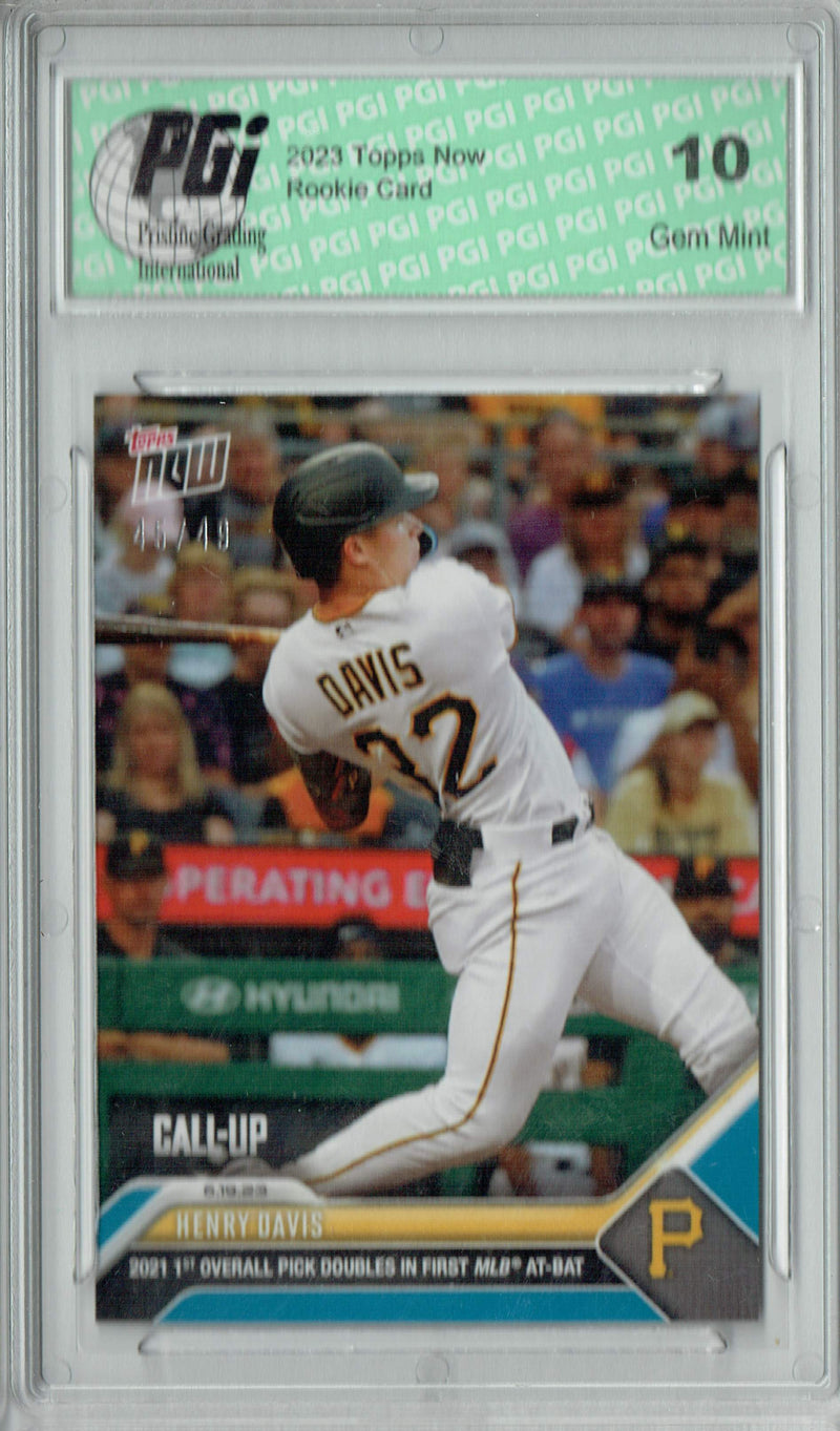 Henry Davis 2023 Topps Now #468 Blue SP #45/49 Rookie Card PGI 10