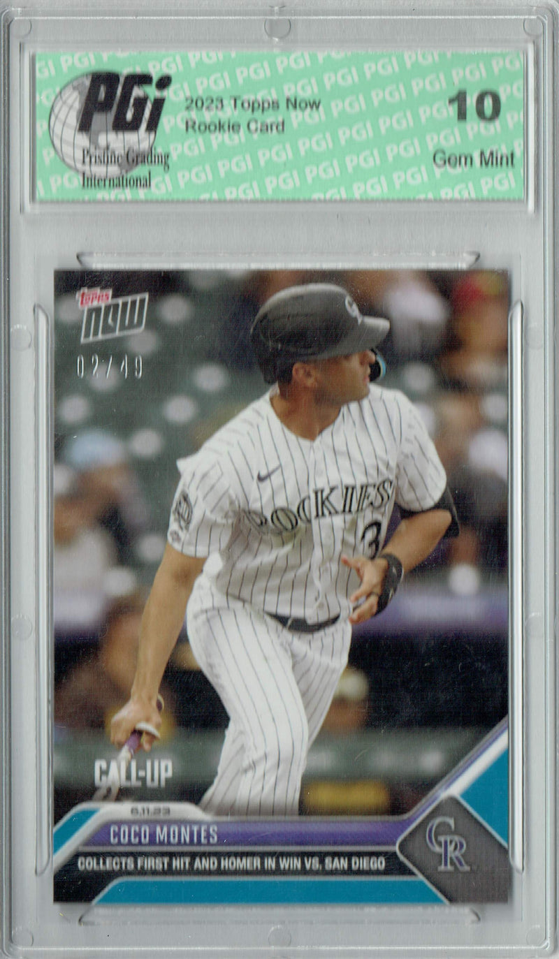 Coco Montes 2023 Topps Now #427 Blue SP #2/49 Rookie Card PGI 10
