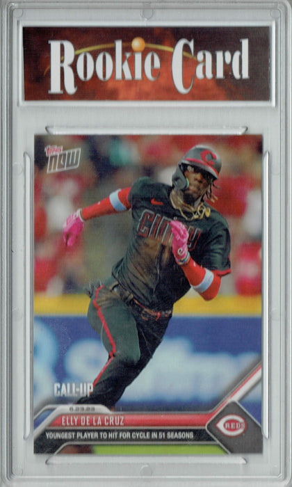 Certified Mint+ Elly De La Cruz 2023 Topps Now #485 Reds Rookie Hits for the Cycle! Rookie Card