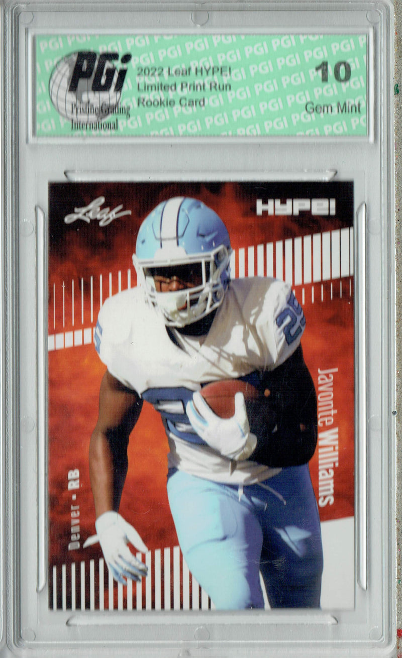 Javonte Williams Rookie Card Denver PGI 10 Gem Mint Football Trading Card 2022 Leaf HYPE! #65 Only 5000 Made!