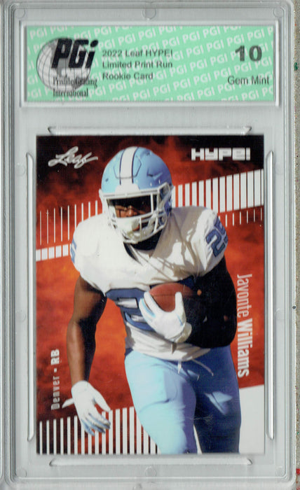 Javonte Williams 2022 Leaf HYPE! #65 Only 5000 Made! Rookie Card PGI 10