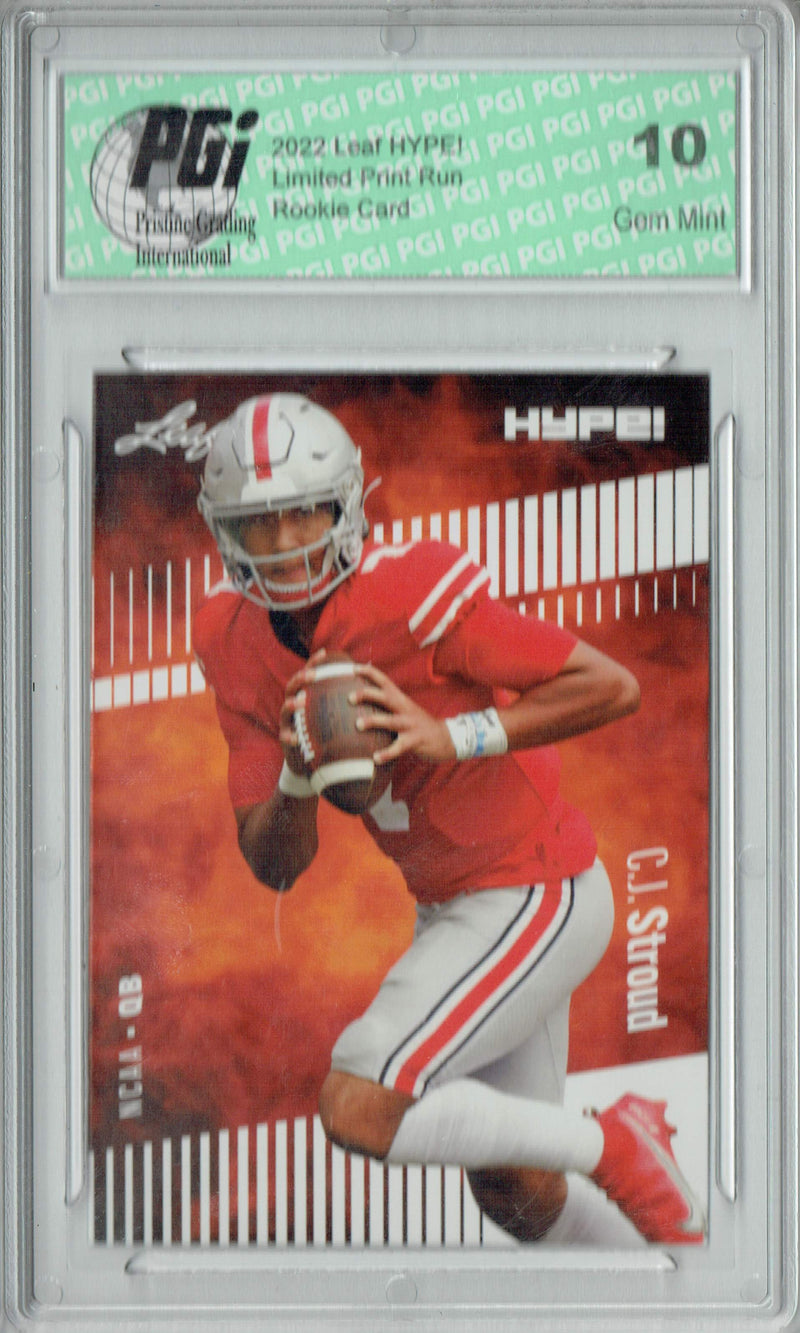 C.J. Stroud Rookie Card Ohio State / Houston PGI 10 Gem Mint Football Trading Card 2022 Leaf HYPE! #81 Only 5000 Made!