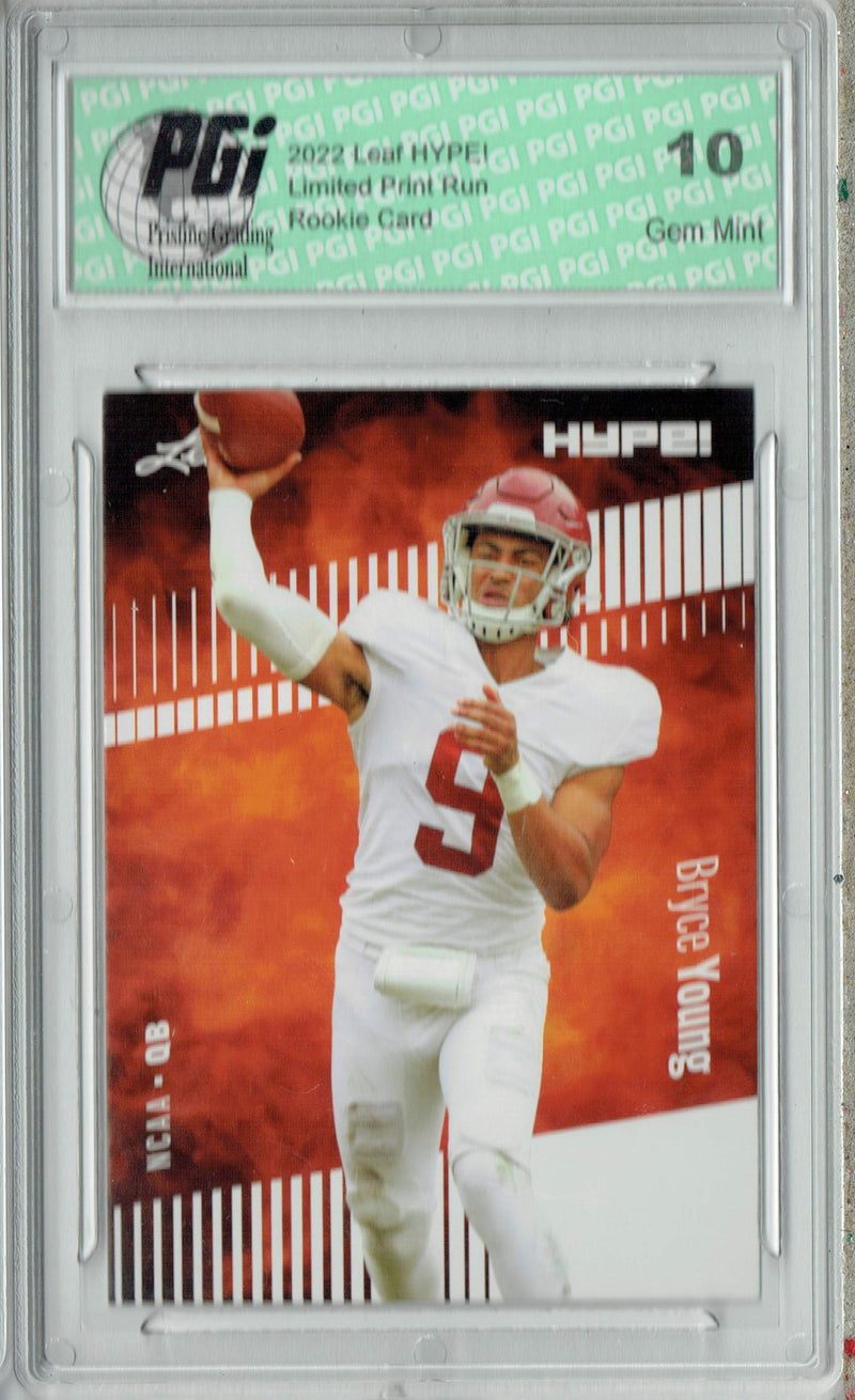 Bryce Young Rookie Card Carolina PGI 10 Gem Mint Football Trading Card 2022 Leaf HYPE! #80A Only 5000 Made!