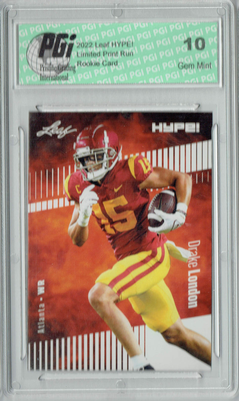 Drake London Rookie Card Atlanta PGI 10 Gem Mint Football Trading Card 2022 Leaf HYPE! #85 Only 5000 Made!