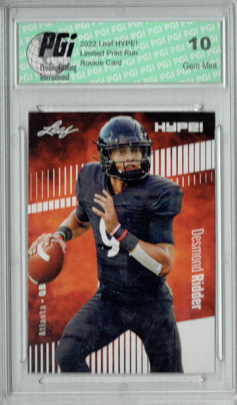 Desmond Ridder Rookie Card Atlanta PGI 10 Gem Mint Football Trading Card 2022 Leaf HYPE! #82 Only 5000 Made!