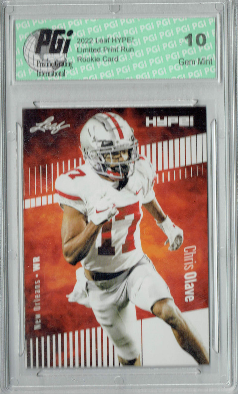Chris Olave Rookie Card New Orleans PGI 10 Gem Mint Football Trading Card 2022 Leaf HYPE! #87 Only 5000 Made!