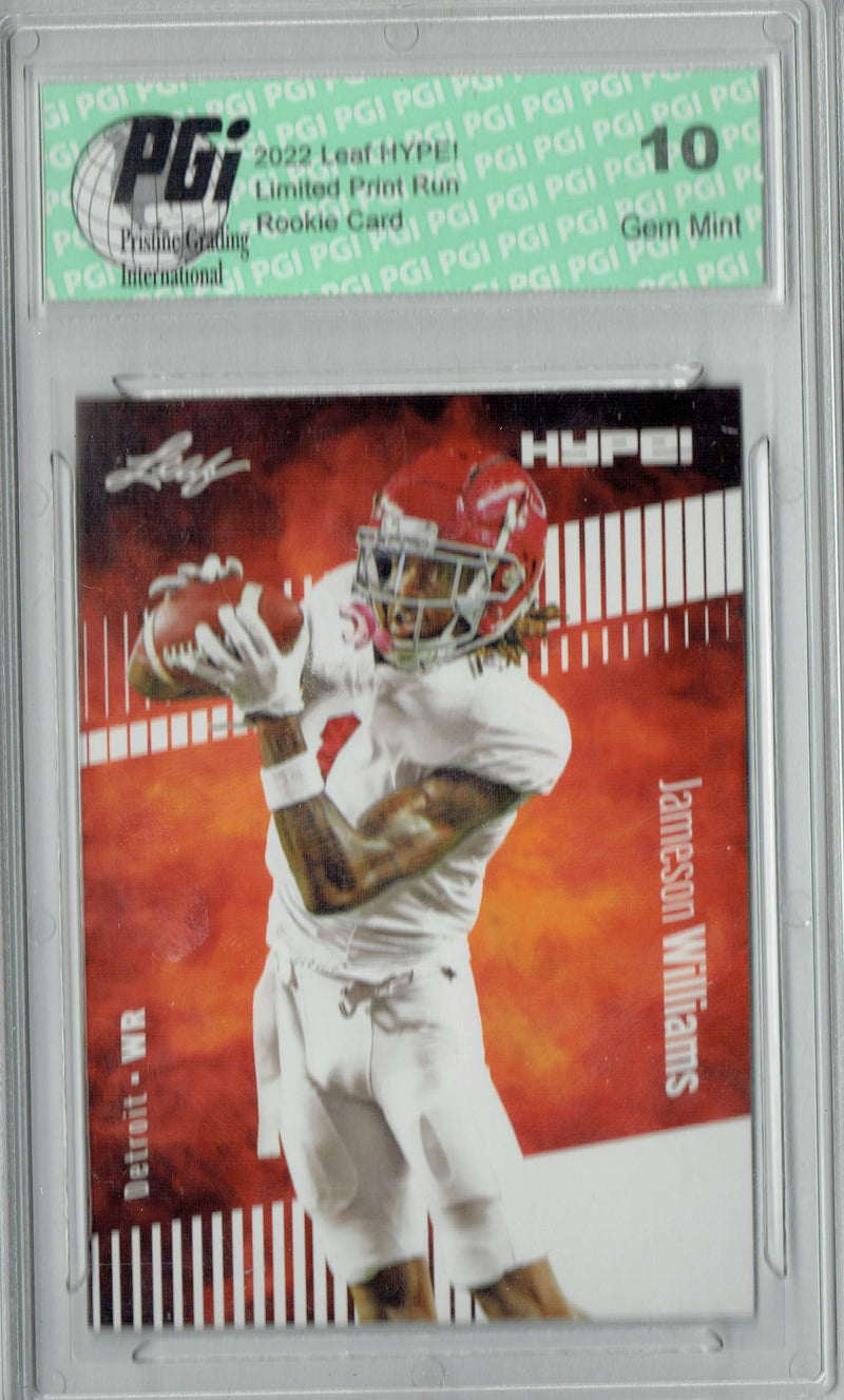 Jameson Williams Rookie Card Detroit PGI 10 Gem Mint Football Trading Card 2022 Leaf HYPE! #88 Only 5000 Made!