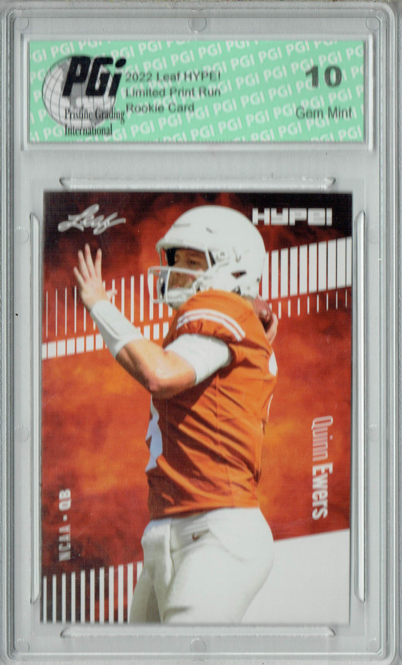 Quinn Ewers Rookie Card Texas PGI 10 Gem Mint Football Trading Card 2022 Leaf HYPE! #91 Only 5000 Made!