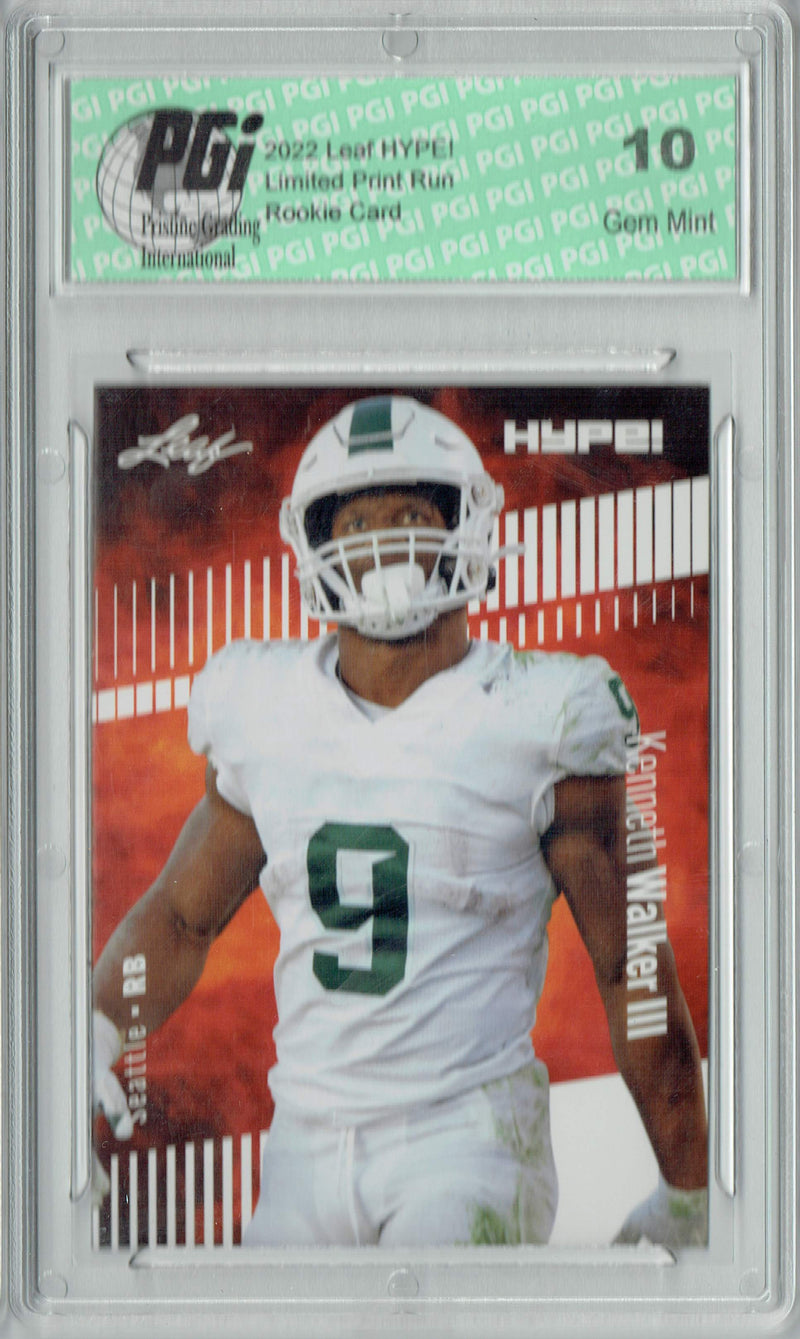 Kenneth Walker III Rookie Card Seattle PGI 10 Gem Mint Football Trading Card 2022 Leaf HYPE! #98 Only 5000 Made!