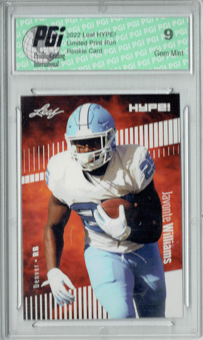 PGI 9 Javonte Williams 2022 Leaf HYPE! #65 Only 5000 Made! Rookie Card