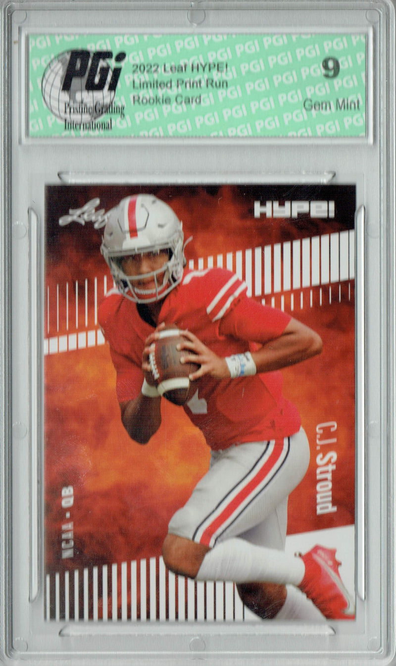 C.J. Stroud Rookie Card Ohio State / Houston PGI 9 Mint Football Trading Card 2022 Leaf HYPE! #81 Only 5000 Made!