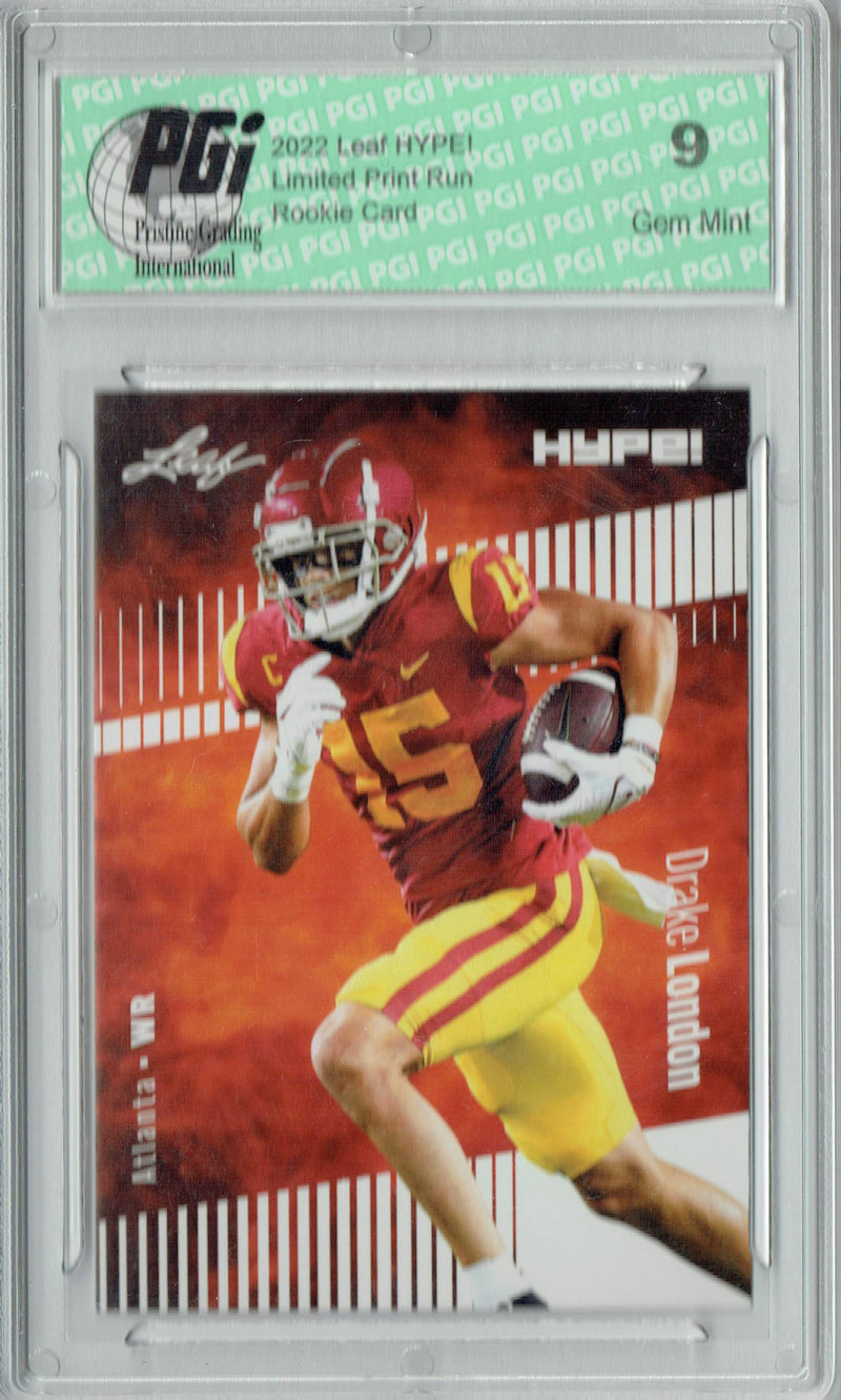 Drake London Rookie Card Atlanta PGI 9 Mint Football Trading Card 2022 Leaf HYPE! #85 Only 5000 Made!
