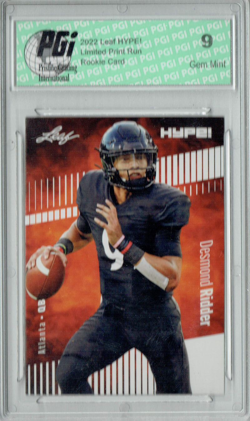 Desmond Ridder Rookie Card Atlanta PGI 9 Mint Football Trading Card 2022 Leaf HYPE! #82 Only 5000 Made!