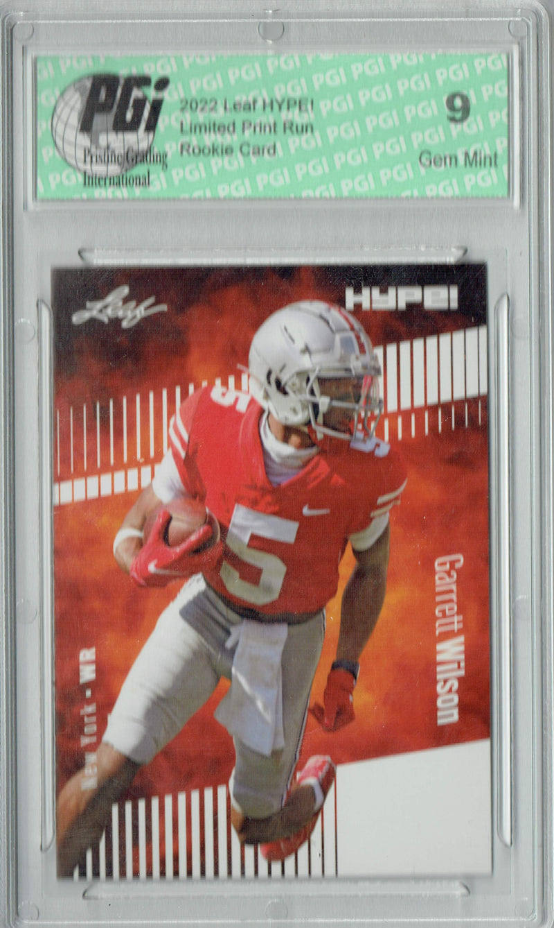 Garrett Wilson Rookie Card New York PGI 9 Mint Football Trading Card 2022 Leaf HYPE! #86 Only 5000 Made!