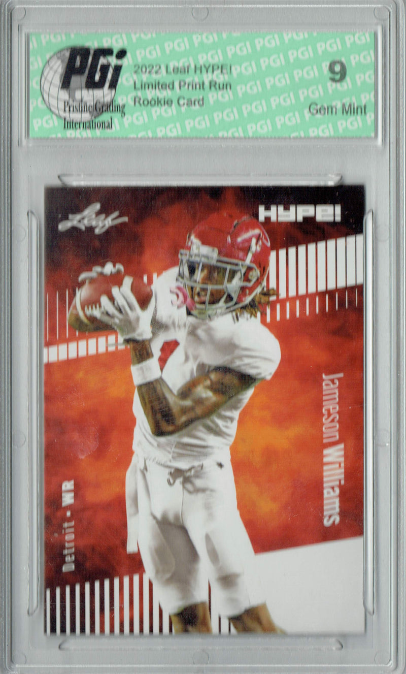 Jameson Williams Rookie Card Detroit PGI 9 Mint Football Trading Card 2022 Leaf HYPE! #88 Only 5000 Made!
