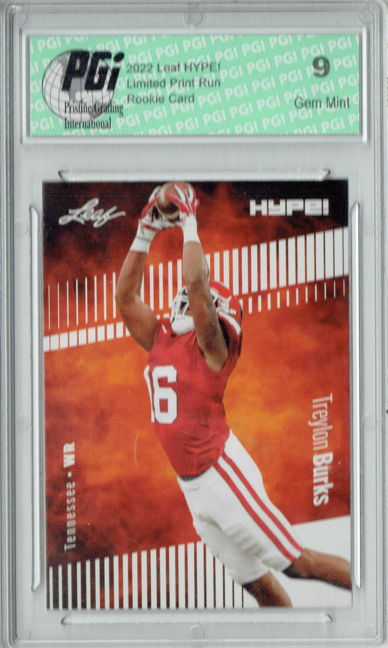 Treylon Burks Rookie Card Tennessee PGI 9 Mint Football Trading Card 2022 Leaf HYPE! #89 Only 5000 Made!