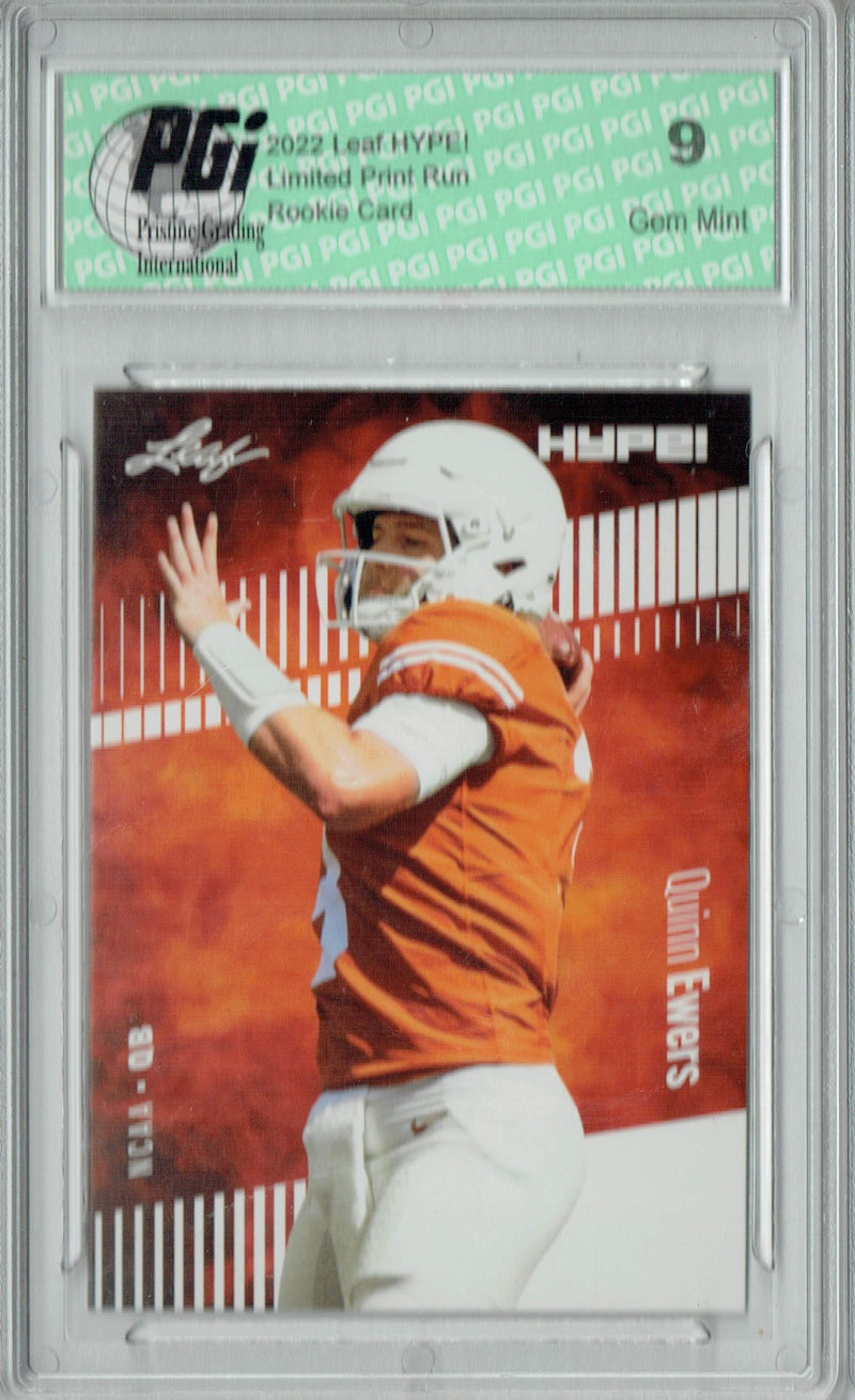 Quinn Ewers Rookie Card Texas PGI 9 Mint Football Trading Card 2022 Leaf HYPE! #91 Only 5000 Made!