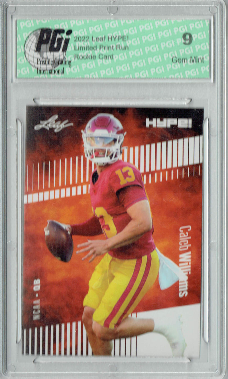 Caleb Williams Rookie Card USC / Chicago PGI 9 Mint Football Trading Card 2022 Leaf HYPE! #96A Only 5000 Made!