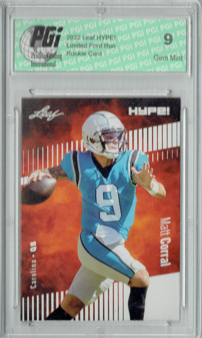 Matt Corral Rookie Card Carolina PGI 9 Mint Football Trading Card 2022 Leaf HYPE! #97 Only 5000 Made!