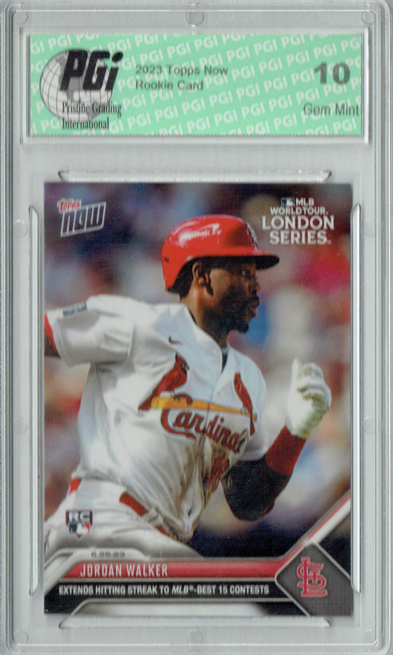 Jordan Walker 2023 Topps Now #494 Extends Hitting Streak Rookie Card PGI 10